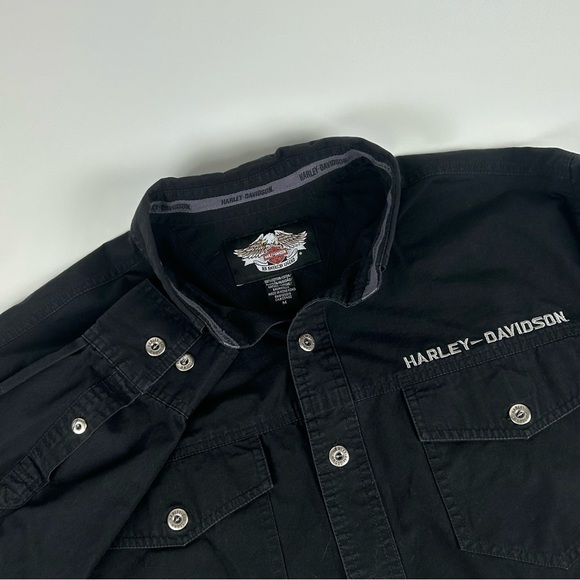 Harley-Davidson Other - Harley Davidson Men’s SZ M Button Shirt Black Embroidered Eagle USA Y2K Biker